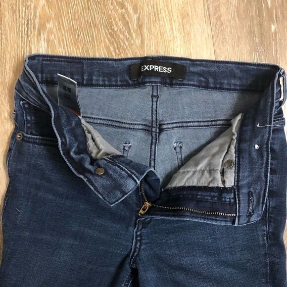 Express High Rise denim perfect dark wash Legging blue Jeans Jegging 2R - Picture 5 of 13